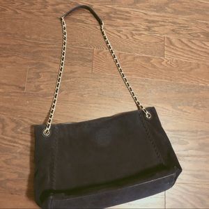 Tory Burch Slouchy Tote Suede Blue